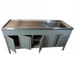 Mesa alta de 210 cm con fregadero izquierdo estructura esmaltada HEL-HM166 MARCA -  Herlis