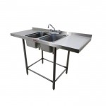 Mesa de 300 cm con respaldo y doble fregadero central HEL-HM355 MARCA -  Herlis