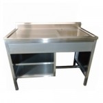 Mesa alta de 180 cm con respaldo y fregadero izquierdo de acero inoxidable HEL-HM181 MARCA -  Herlis