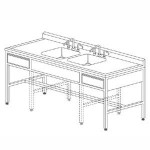 Mesa de 180 cm con respaldo y doble fregadero derecho HEL-HM374 MARCA -  Herlis