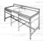 Mesa alta de 90 x 150 x 70 cm. con tarja central HEL-HM356 MARCA -  Herlis