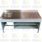 Mesa de 180 cm con respaldo y fregadero derecho HEL-HM388 MARCA -  Herlis