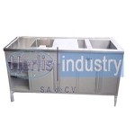 Mesa con fregadero y baño maría estructura esmaltada cubierta de acero inoxidable HEL-HM162 MARCA -  Herlis