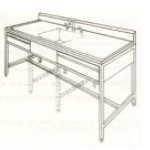 Mesa alta de 230 cm con fregadero central y cajones HEL-HM136 MARCA -  Herlis