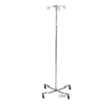 Porta sueros modelo 13029, 4 patas y 4 ganchos, barra cromada DRI-570-002-05-4 MARCA -  Drive Medical