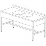 Mesa alta 180 cm x 70 cm x 90 cm con doble fregadero central ESG-MES068 MARCA -