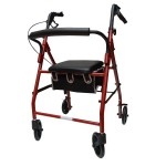 Andadera Rollator de acero AJ-2025 color roja MST-570-004-82-4 MARCA -  Medical Store