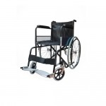 Silla de ruedas cromada con brazo fijo recto y asiento en vinil MST-570-003-99-4 MARCA - Medical Store